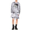 SS21 Jersey de cuello redondo con estampado grande, gris y blanco