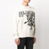 SS21 Jersey de cuello redondo estampado, blanco