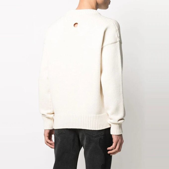 SS21 Jersey de cuello redondo estampado, blanco