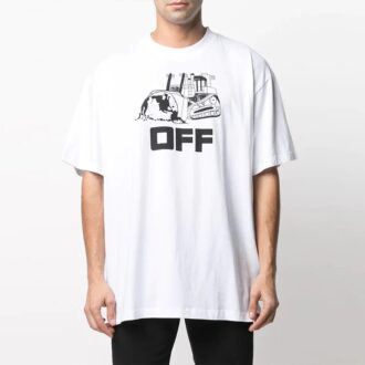 SS21 Jersey de manga corta con estampado de Mona Lisa y cuello redondo, blanco
