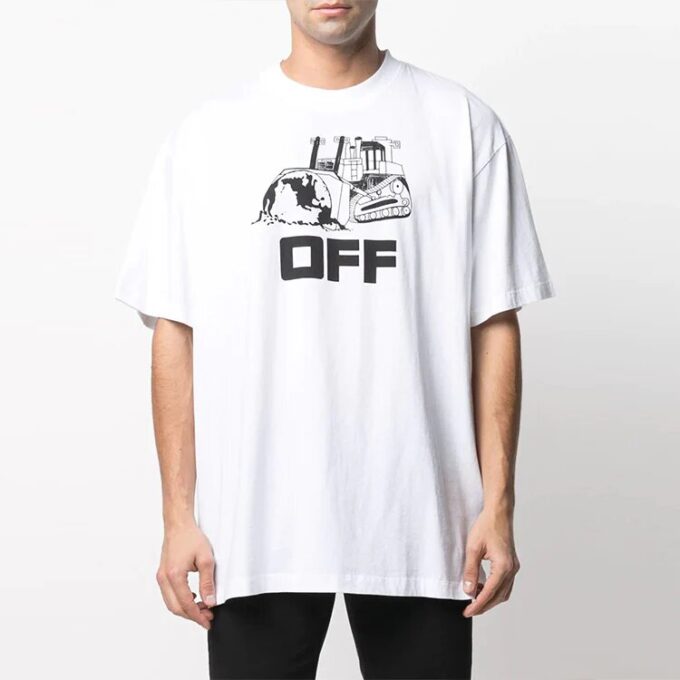 SS21 Jersey de manga corta con estampado de Mona Lisa y cuello redondo, blanco
