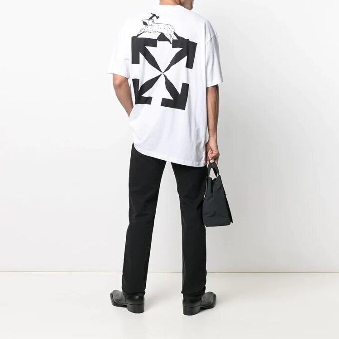 SS21 Jersey de manga corta con estampado de Mona Lisa y cuello redondo, blanco