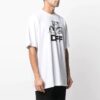 SS21 Jersey de manga corta con estampado de Mona Lisa y cuello redondo, blanco