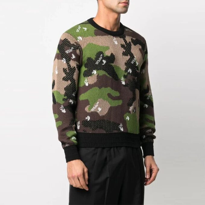 SS21 Jersey de punto de camuflaje verde