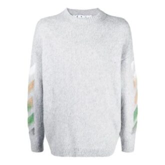 SS21 Jersey de rayas con estampado de logotipo, gris