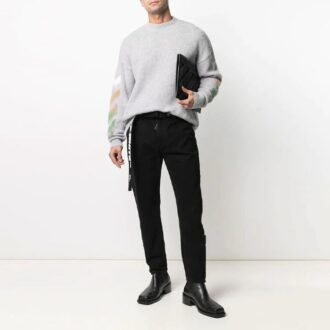 SS21 Jersey de rayas con estampado de logotipo, gris