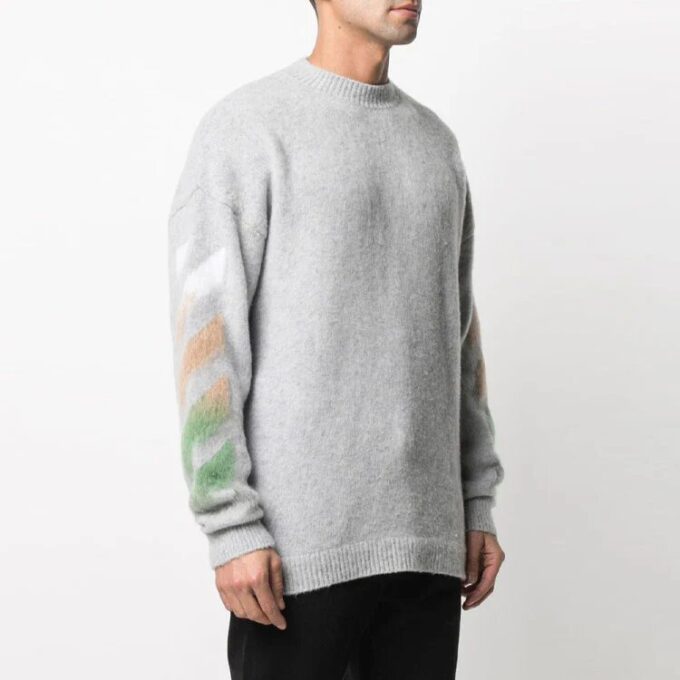 SS21 Jersey de rayas con estampado de logotipo, gris