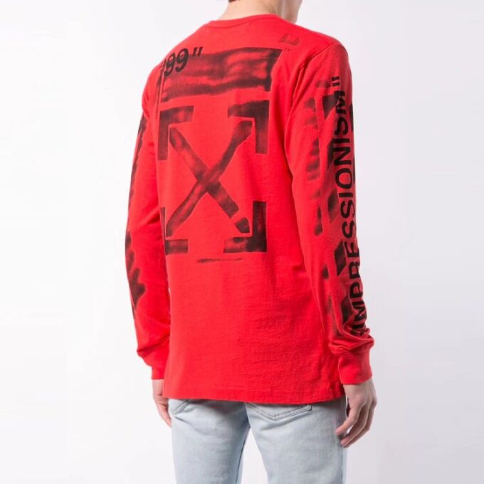 SS21 Logo Flecha Negra Estampado Graffiti Manga Larga Rojo