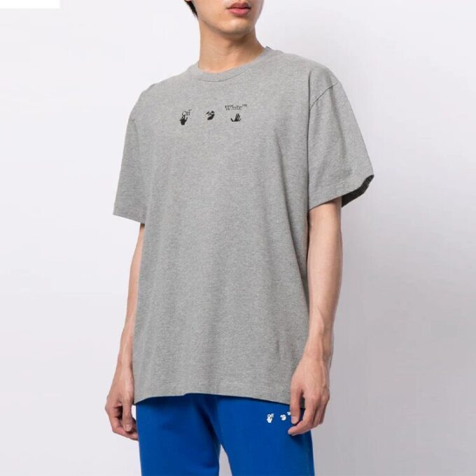 SS21 Logo impreso, cuello redondo, pantalones cortos, corte holgado, gris