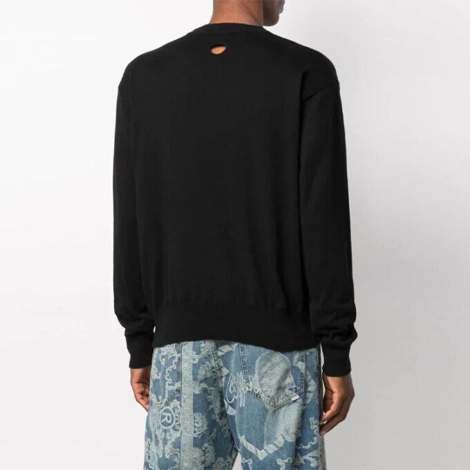SS21 Logotipo con letras, corte holgado, cuello redondo y manga larga, versión en negro