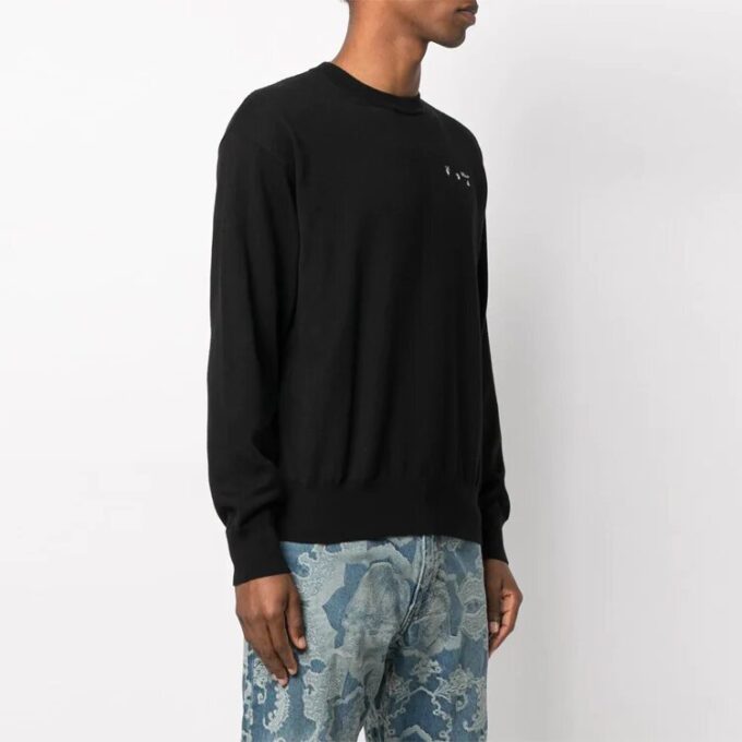 SS21 Logotipo con letras, corte holgado, cuello redondo y manga larga, versión en negro