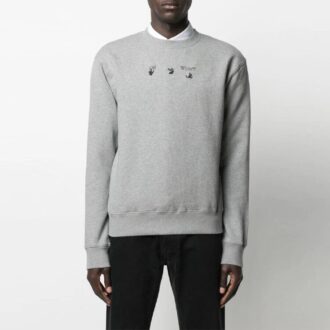 SS21 Logotipo con letras impresas, cuello redondo, corte holgado, manga larga, versión gris