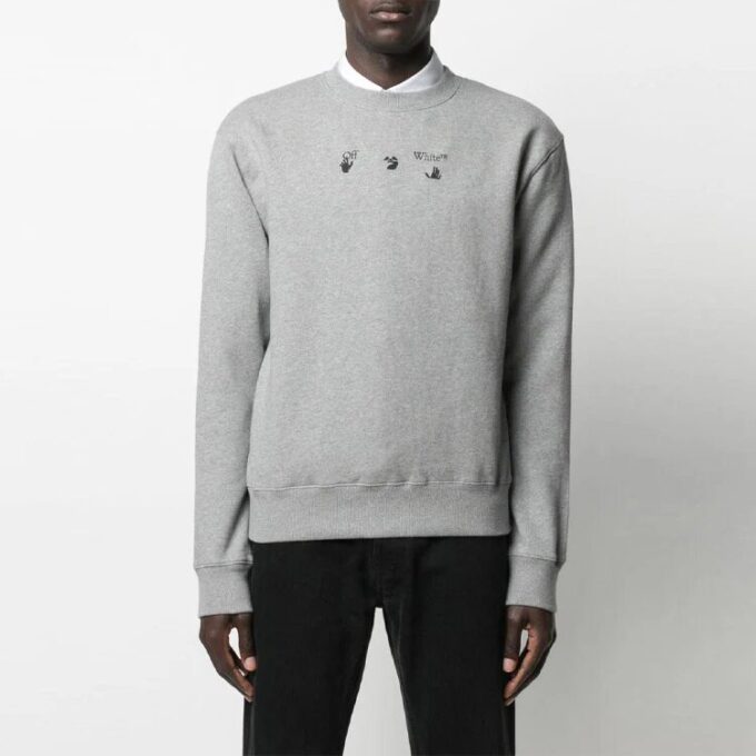 SS21 Logotipo con letras impresas, cuello redondo, corte holgado, manga larga, versión gris