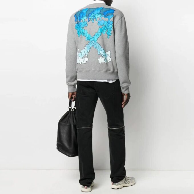 SS21 Logotipo con letras impresas, cuello redondo, corte holgado, manga larga, versión gris