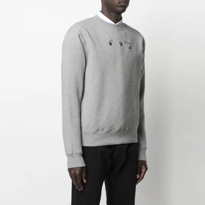 SS21 Logotipo con letras impresas, cuello redondo, corte holgado, manga larga, versión gris