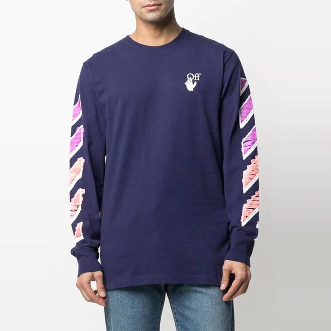 SS21 Logotipo de Arrows estampado, manga larga, azul