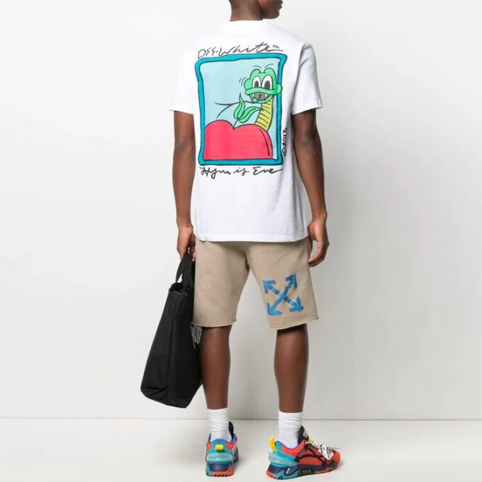SS21 Logotipo en el pecho, cuello redondo, pantalones cortos, versión estándar, blanco