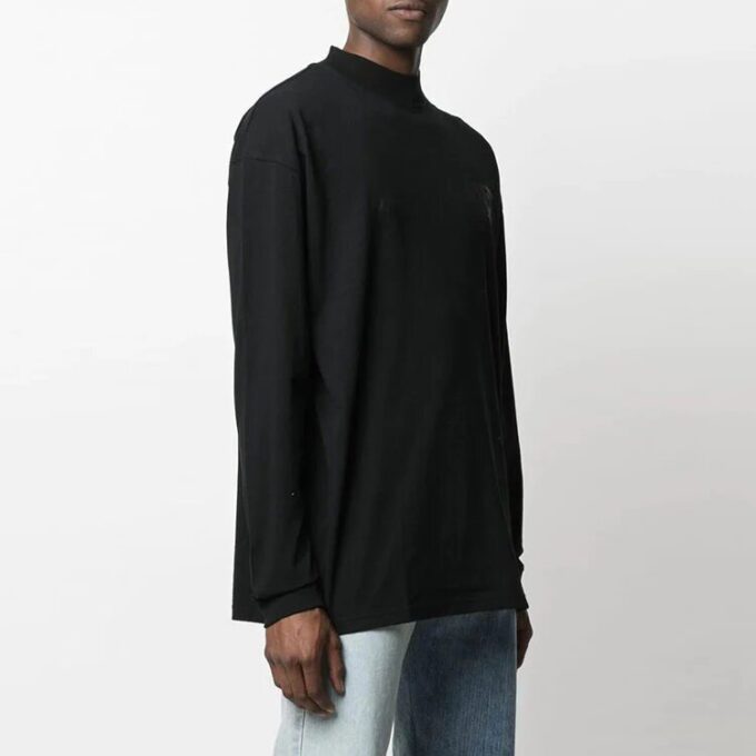 SS21 Logotipo estampado, manga larga, negro