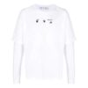 SS21 Logotipo Estampado trasero Cuello redondo Manga larga Versión estándar Blanco