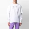 SS21 Logotipo Estampado trasero Cuello redondo Manga larga Versión estándar Blanco
