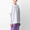 SS21 Logotipo Estampado trasero Cuello redondo Manga larga Versión estándar Blanco