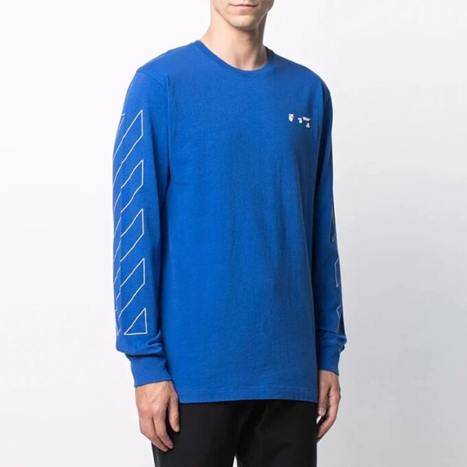 SS21 Manga larga de color liso con estampado de letras Azul