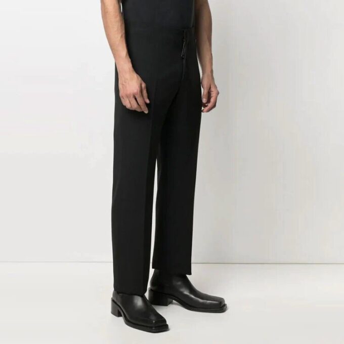SS21 Pantalones largos casuales rectos con logo, versión ajustada, negro