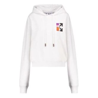 SS21 Sudadera con capucha y estampado de flecha degradada, versión casual, unisex, blanco