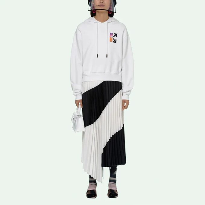 SS21 Sudadera con capucha y estampado de flecha degradada, versión casual, unisex, blanco
