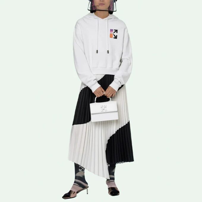 SS21 Sudadera con capucha y estampado de flecha degradada, versión casual, unisex, blanco
