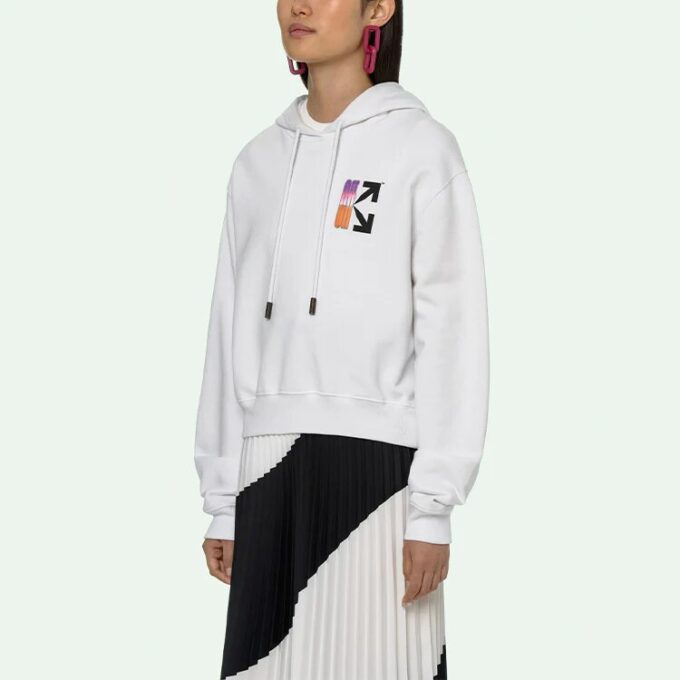 SS21 Sudadera con capucha y estampado de flecha degradada, versión casual, unisex, blanco