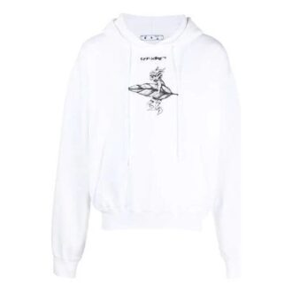 SS21 Sudadera con capucha y estampado, manga larga, blanco