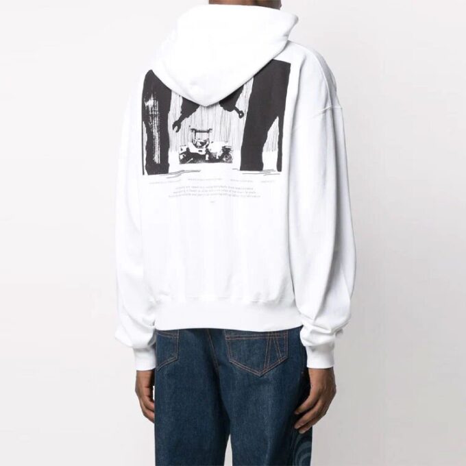SS21 Sudadera con capucha y estampado, manga larga, blanco