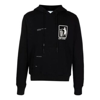 SS21 Sudadera con capucha y estampado, manga larga, corte holgado, negro
