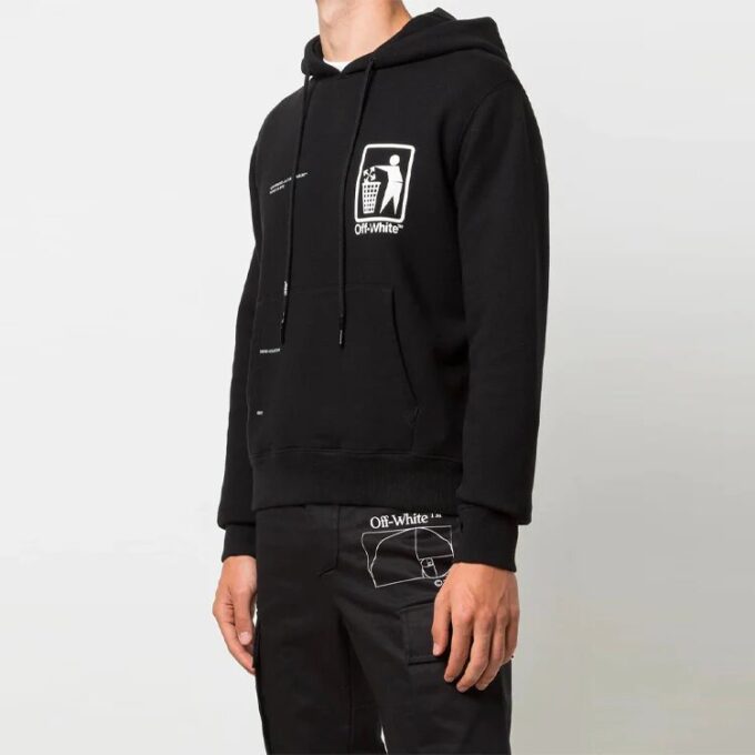 SS21 Sudadera con capucha y estampado, manga larga, corte holgado, negro