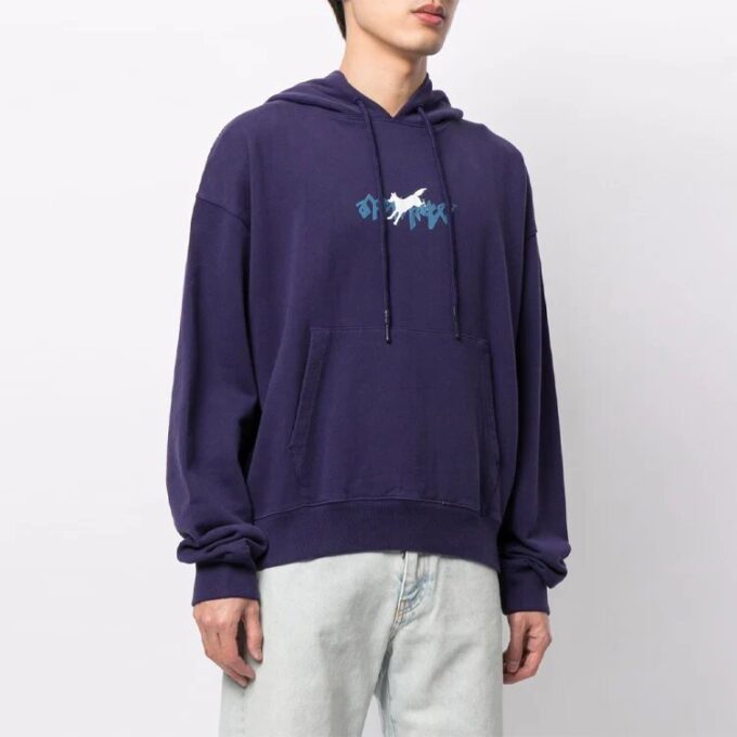 SS21 Sudadera holgada con capucha y cordones, estampado, morado