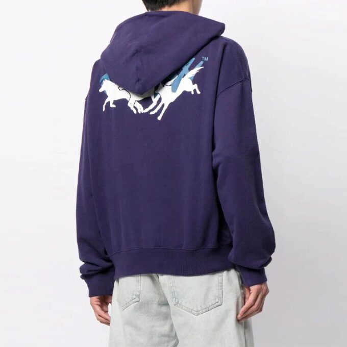 SS21 Sudadera holgada con capucha y cordones, estampado, morado