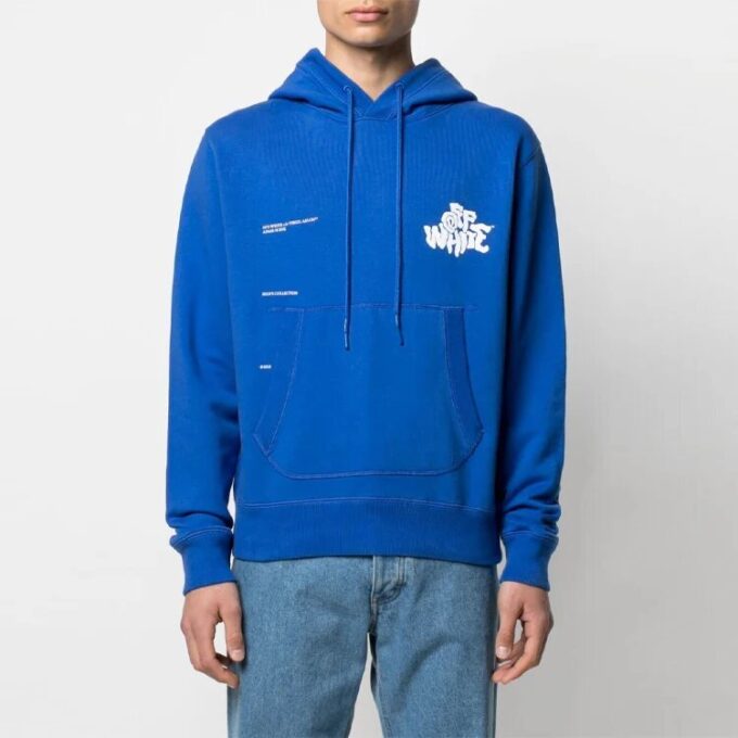 SS21 Sudadera holgada con cordón y estampado de letras del logotipo, azul