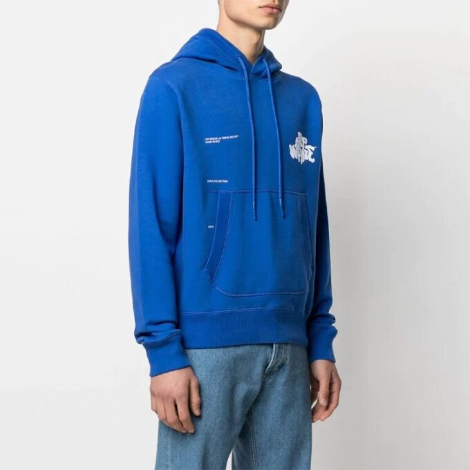 SS21 Sudadera holgada con cordón y estampado de letras del logotipo, azul