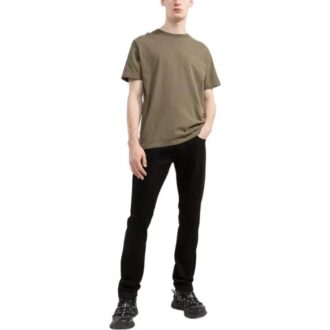 SS22 Camiseta de manga corta con cuello redondo y estampado del logotipo, versión estándar, verde