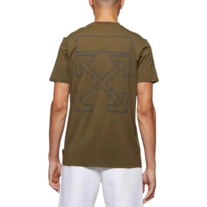 SS22 Estampado de flechas con letras, cuello redondo y pantalones cortos, verde