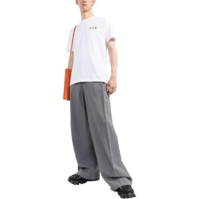 SS22 Jersey de cuello redondo con estampado del logotipo, versión de Pantalones Cortos, blanco