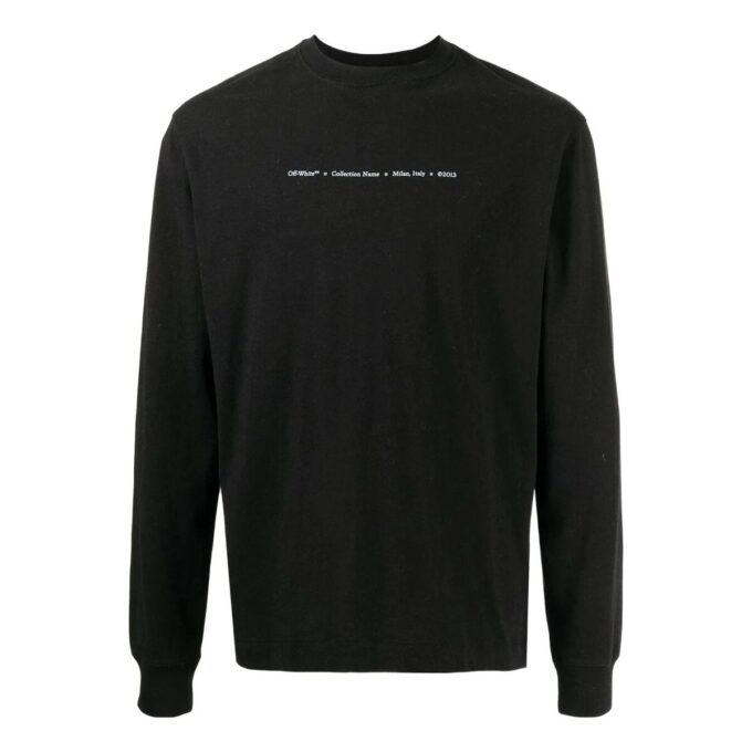 SS22 Logotipo de Arrows estampado Cuello redondo Manga larga Negro