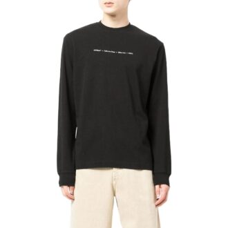 SS22 Logotipo de Arrows estampado Cuello redondo Manga larga Negro
