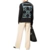 SS22 Logotipo de Arrows estampado Cuello redondo Manga larga Negro