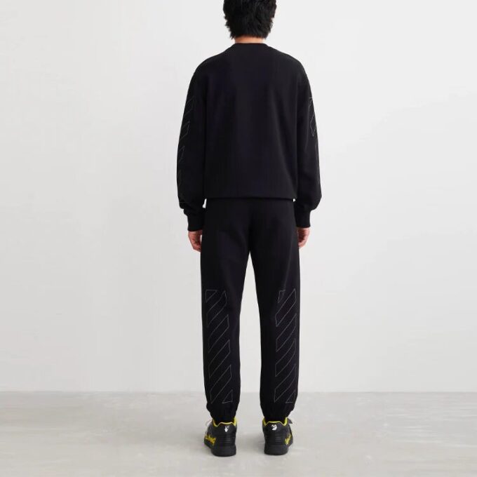 SS22 Pantalones largos deportivos con estampado de logotipo, versión estándar, negro