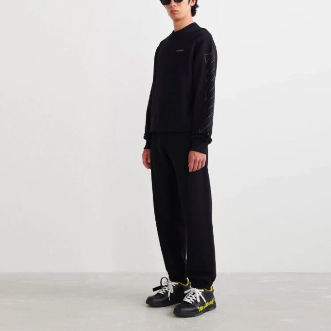 SS22 Pantalones largos deportivos con estampado de logotipo, versión estándar, negro