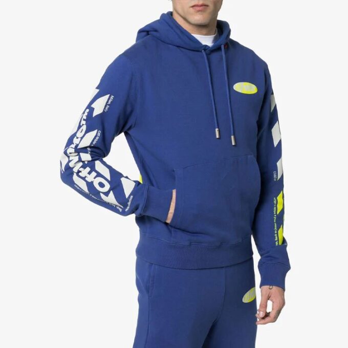 Sudadera con capucha ajustada y logotipo dividido para hombre, temporada primavera-verano 2019, azul