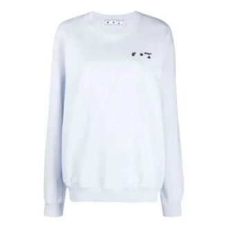 Sudadera con capucha azul claro de cuello redondo y logotipo bordado en el pecho de Off-White SS21