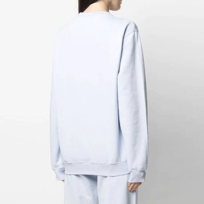Sudadera con capucha azul claro de cuello redondo y logotipo bordado en el pecho de Off-White SS21